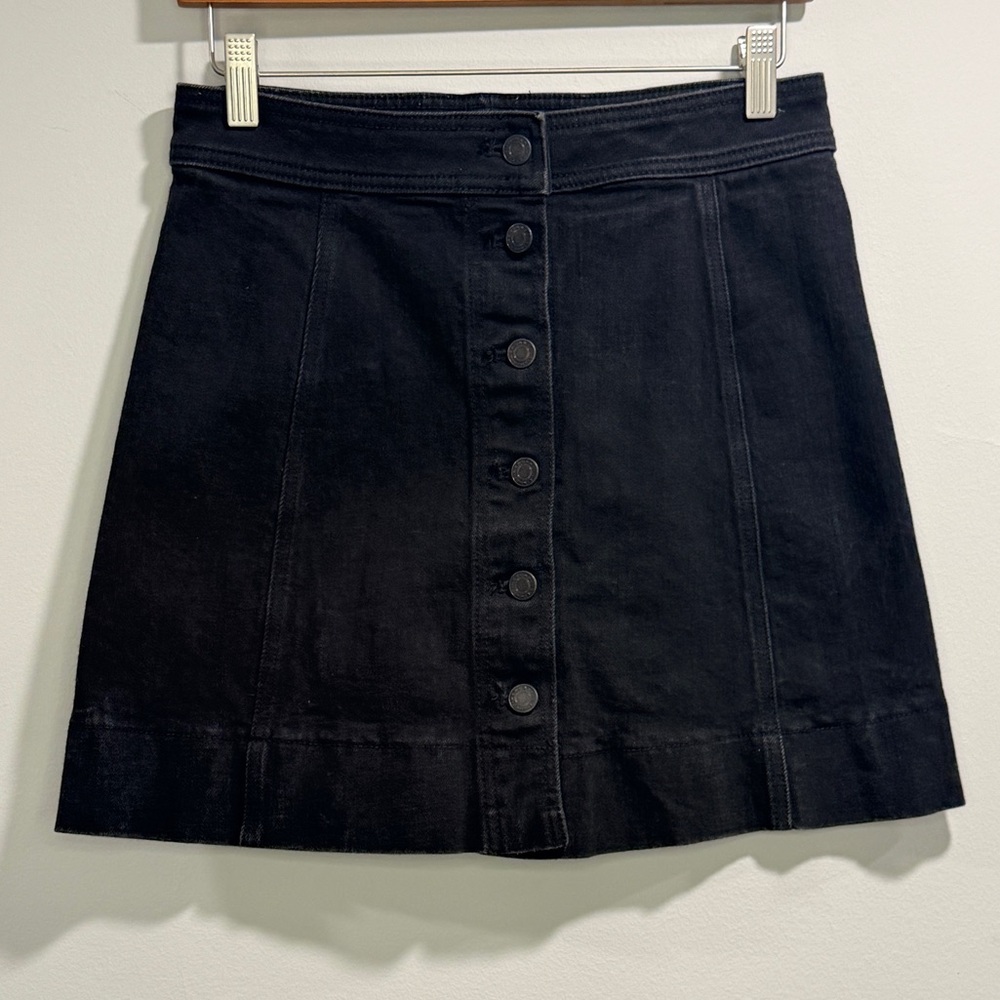 J. Crew Mercantle Women's Black‎ Button-Down Denim Mini Skirt Size 2